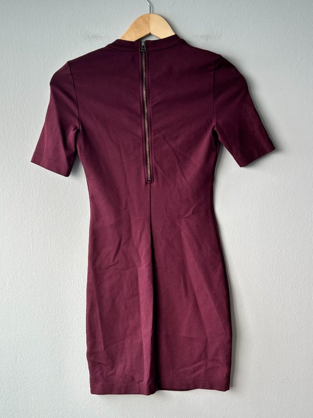 Sunday Best Aritzia Burgundy Mock Neck Bodycon Mini Dress Size 2 - Picture 4 of 8